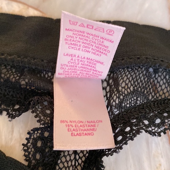 VS V-String Very Sexy  Black Thong Panty Lace Mesh Small - Picture 6 of 8